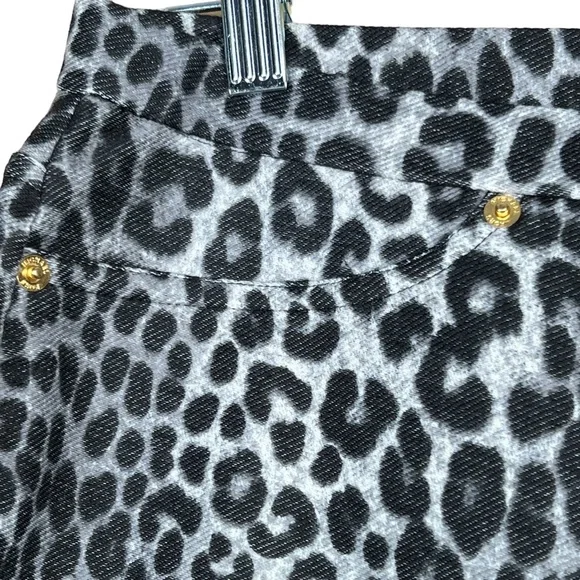 MICHAEL Michael Kors Black Leopard Print Leggings With Faux Fly XL EUC - Picture 5 of 16